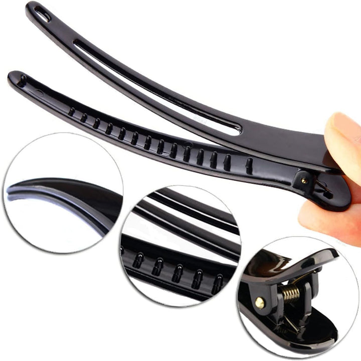 6Pcs Hair Sectioning Clips Professional Hair Clips,Plastic Hairdresser Clips,Hair Styling Clips Salon and Home Hair Cutting Clips for Hairdresser (Black)