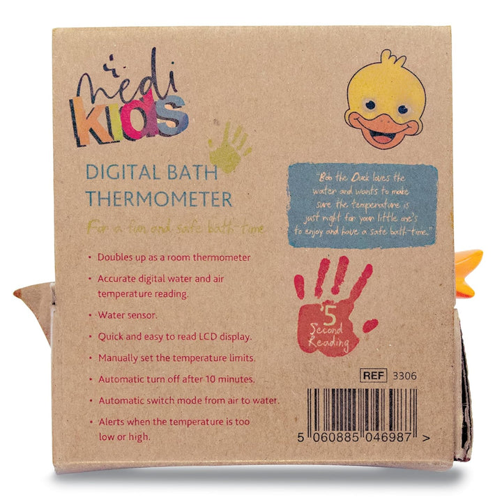 Medikids Duck Bath Thermometer - Waterproof, Color-Coded Display, Quick-Read, Energy Saving, Auto Off, Educational Temperature Toy, Child-Safe, Ideal for Babies & Toddlers