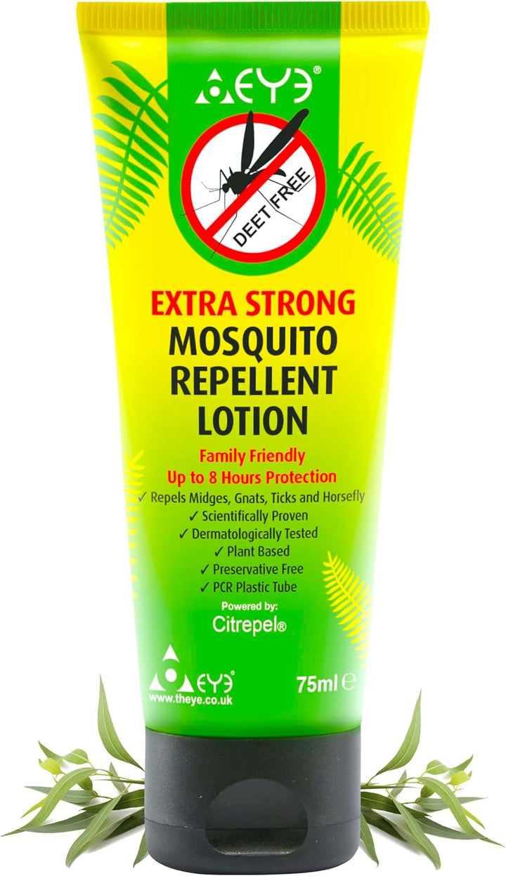Mosquito Repellent Cream - Extra Strong/Tropical Strength - 100% Natural, Deet Free, No Preservatives - Safe Insect/Midge Repellent for Adults, Children & the Environment - 75Ml