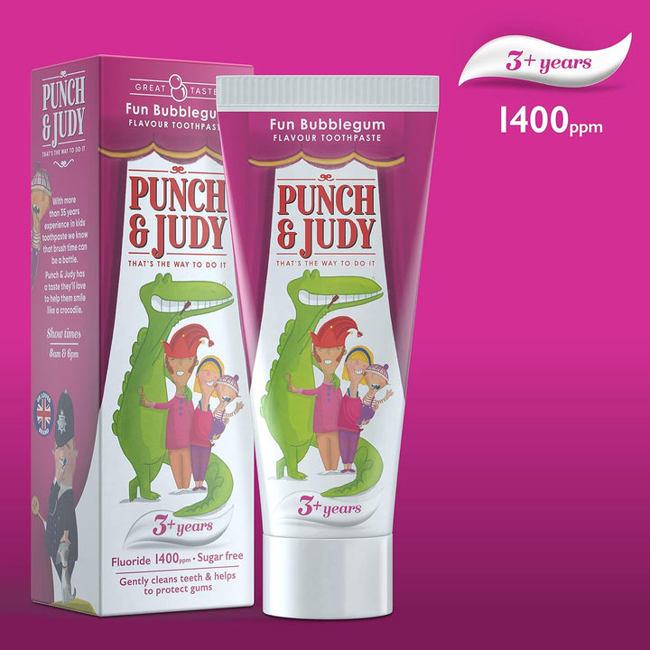 Punch & Judy Kids Toothpaste - Fun Bubblegum Flavour, 3+ Years, Fluoride, Sugar Free, 50Ml (Pack of 1)