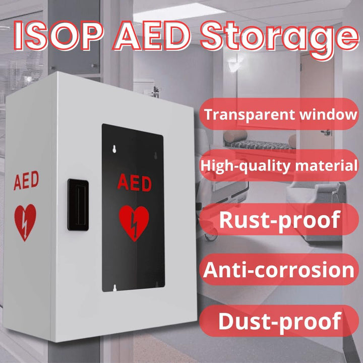 Universal Defibrillator Cabinet with No Alarm - AED Cabinet Wall-Mounted - Outdoor or Indoor Wall Fixed AED Storage - First Aid - Mounted Aed-Defibrillator Enclosure - Public Access Box - No Key Lock