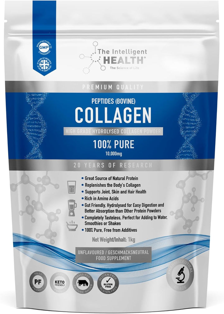 Collagen Powder 450G | Pure Hydrolysed Collagen Peptides Type I & III | 45 Servings, 10G Protein | Grass-Fed Bovine | for Women & Men | Unflavoured, Gluten Free, Keto & Paleo