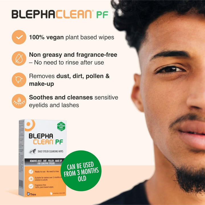 PF Daily Eyelid Cleansing Wipes - Gentle, Sterile Wipes to Soothe & Cleanse, Suitable for Sensitive Eyelids |Plastic-Free |Suitable for Babies (3+Months), Children, Adults|6 PACK|120 Wipes