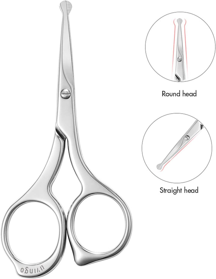 Professional Nose Hair Scissors – Small Safe Precision Trimming Shears with Rounded Tips, Sharp Stainless Steel for Nasal, Ear, Facial & Body Hair Grooming