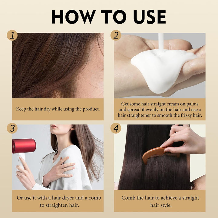 Hair Straightener Cream - Frizz Control Hair Care Products, Hair Serum for Frizzy and Damaged Hair, Keratina Para Alisar El Pelo - Long-Lasting Smoothness, Hair Straightening 72H,100G