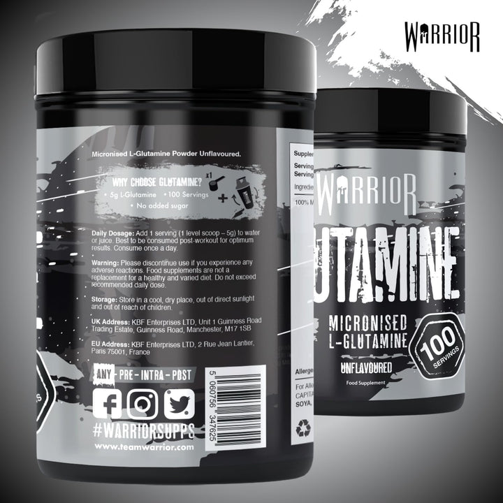 Glutamine 500G - Pure Micronised L-Glutamine Powder - Amino Acid - Muscle Growth & Recovery Supplement- Gut Health - Mix in Protein - Pre and Post Workout - 100 Servings (Unflavoured)