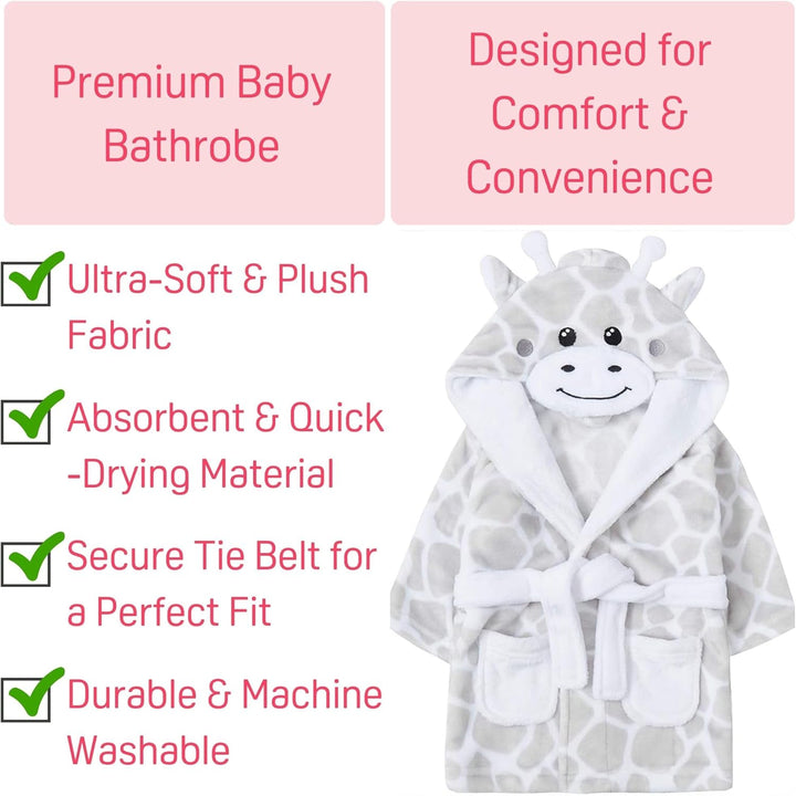 Baby Town Boys Girls Infants Unisex Soft Plush Flannel Fleece Hooded Bath Robe Dressing Gown Sizes 0-24 Months