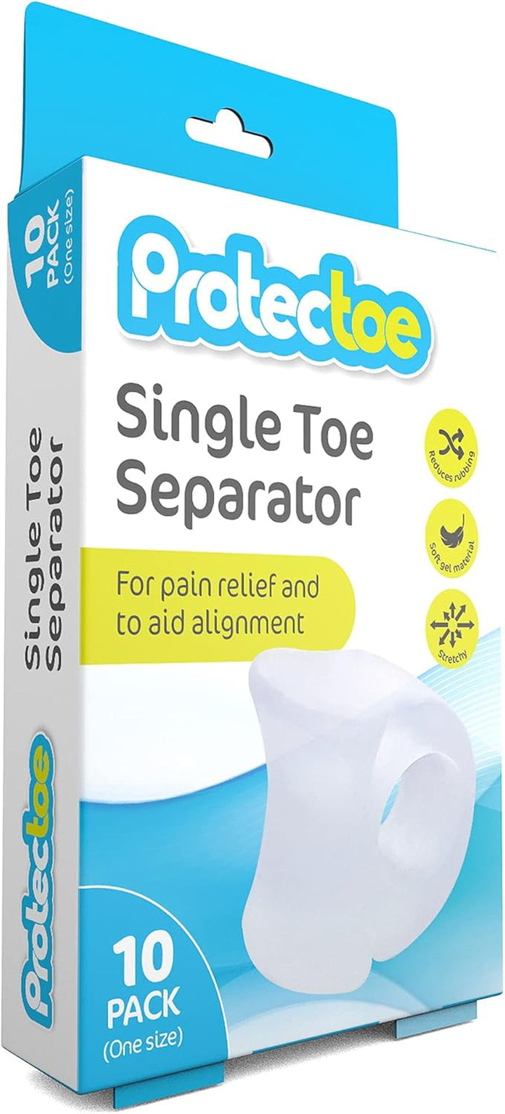 Single Gel Toe Separator for Overlapping Toes, Toe Spacer - Box of 10 Gel Separators