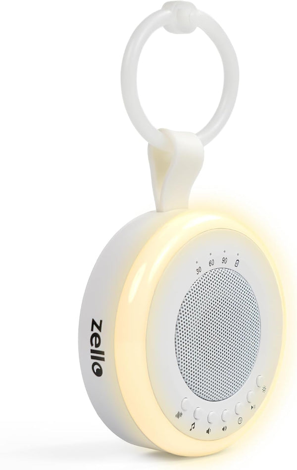 Zello Portable White Noise Machine Baby Sleep Aid 20 Soothing Sounds Warm Night Light 20Hr Battery USB Rechargeable Memory Function Portable Sound Machine Travel Pram Pushchair Cot Nursery Camping