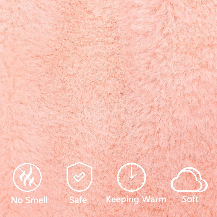 Hot Water Bottle Cover - Very Soft Fluffy Cover, 2L, Pink