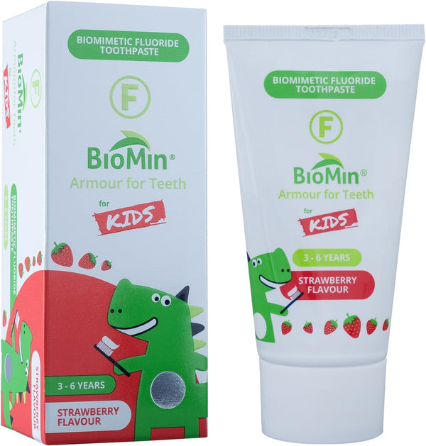 F for Kids Toothpaste - Strawberry Flavour for 3-6 Years of Age - Toddler Toothpaste for Stronger and Healthier Teeth - Vegan-Friendly