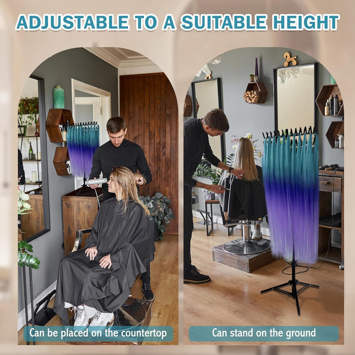 Braiding Hair Rack,Braiding Racks,Hair Extension Holder with 144 Pegs,Adjustable Braiding Hairs Stand for Hair Braiding Rack with Stylist Hair Braiding Tools for Salon Home Use