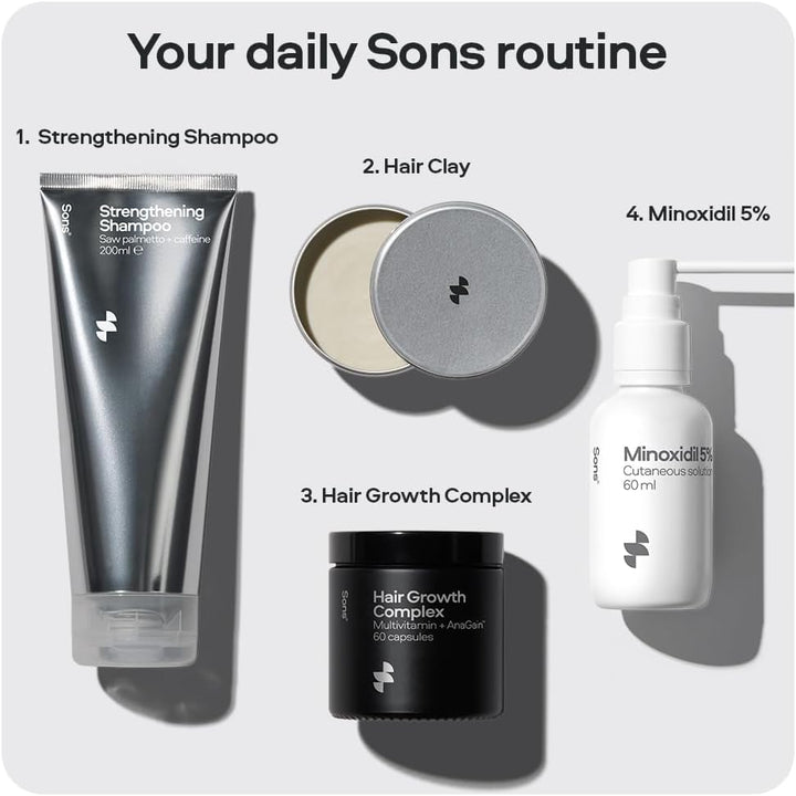 Hair Growth Shampoo for Men. DHT Blocker. Thickening Formula Promotes Strong & Thick Regrowth. Contains Saw Palmetto, Argan Oil, Caffeine, & Rosemary. 3 Month Supply. Made in Europe.