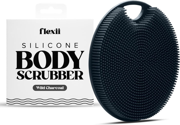 ® Silicone Body Scrubber - Premium Body Brush for Sensitive Skin, Body Exfoliator, Shower Scrubber, Silicone Loofah, Exfoliating Body Buffer for Men & Women - Charcoal