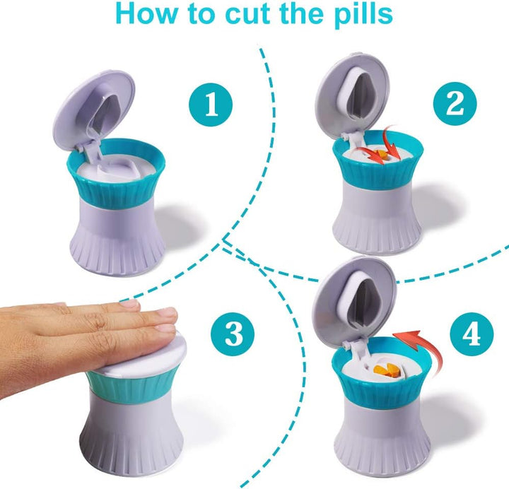 Multifunction Pill Cutter, 3 in 1 Splitter/Crusher/Box for Small Pills, Upgraded Design, High Safety