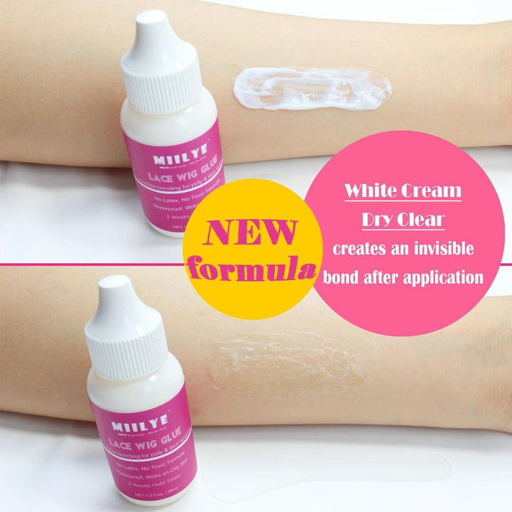 Wig Glue for Front Lace Wigs and Remover Set, Invisible Waterproof Bonding Glue + Solvent + Lace Melting Band + Application Brush