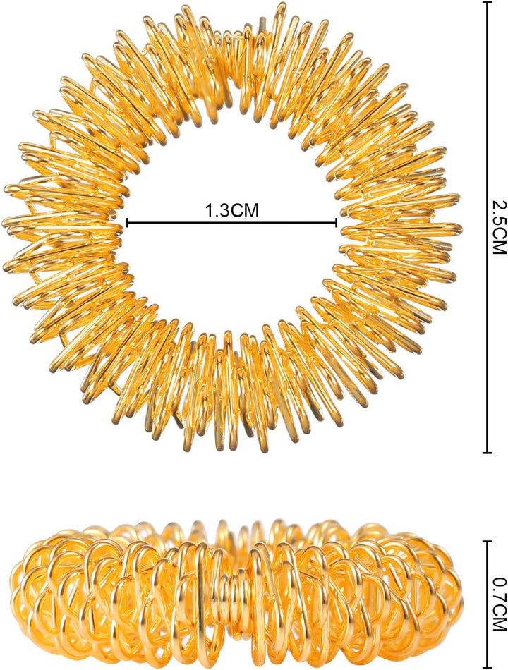 30 Pieces Acupressure Rings Spiky Sensory Rings for Fingers Stress Relief Fidget Sensory Massager for Teens Adults (Red, Blue, Green, Gold, Silver)