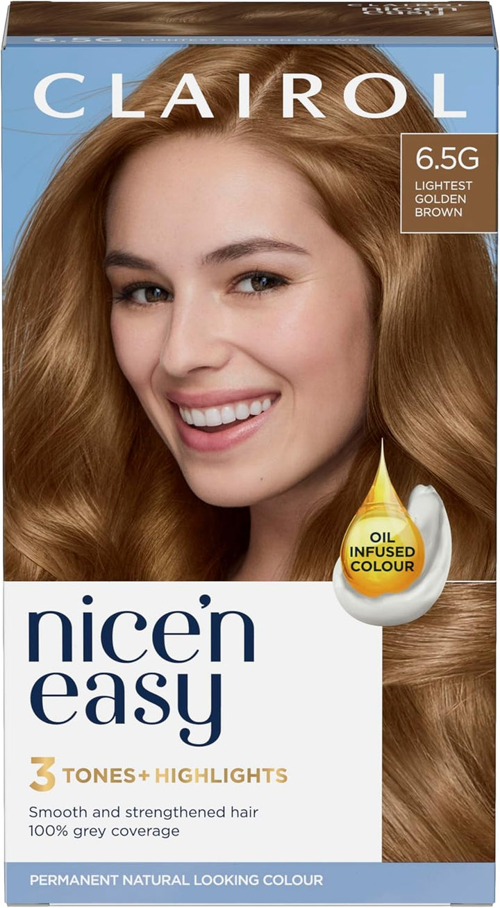 Nice'N Easy Crème, Natural Looking Oil Infused Permanent Hair Dye, 6R Light Auburn, Packaging May Vary