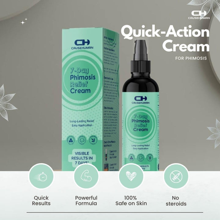 7-Day Phimosis Cream | Steroid Free Treatment for Fast Relief at Home | Visible Results in 7 Days* | 90G | No Irritation | Quick Relief