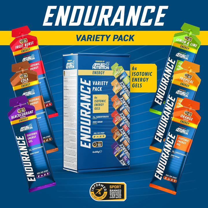 ISOTONIC | Caffeine Free Energy Gels | Performance-Enhancing Formula | Zero Fat Zero Sugar | 23G Carbohydrates (Pack of 6 X 60G) (Variety Pack)