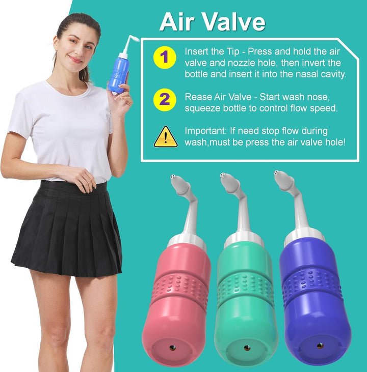 40 Nasal Rinse Mix + Neti Pot | Nose Wash Bottle 300Ml Sinus Rinse Bottle with Nasal Wash Salt + Nasal Spray with Waterproof Storage Bag