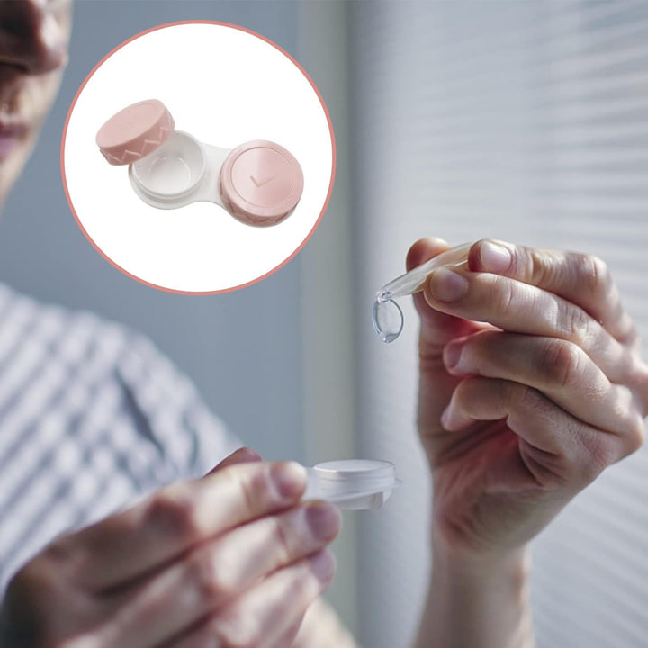 2 PCS Travel Contact Lens Case with Mirror, Portable and Leakproof Contact Lens Container for Soft Lenses, Compact Contact Lens Case for Travel with Tweezers and Solution Bottle, Perfect Contact Lens