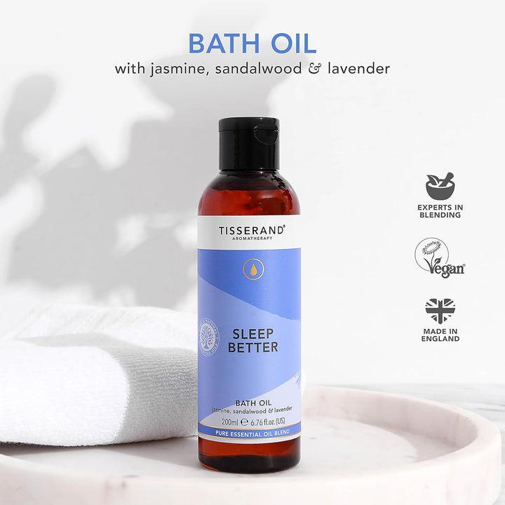 Aromatherapy - Sleep Better - Bath Oil - Lavender, Jasmine & Sandalwood Essential Oils - 100% Natural Pure Essential Oils - 200Ml