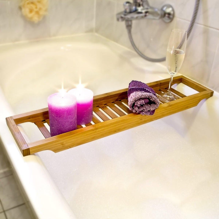 Bamboo Bath Shelf 64 X 15 Cm Bath Bridge Bath Attachment Bath Shelf Bamboo Wood Bath Shelf Brown