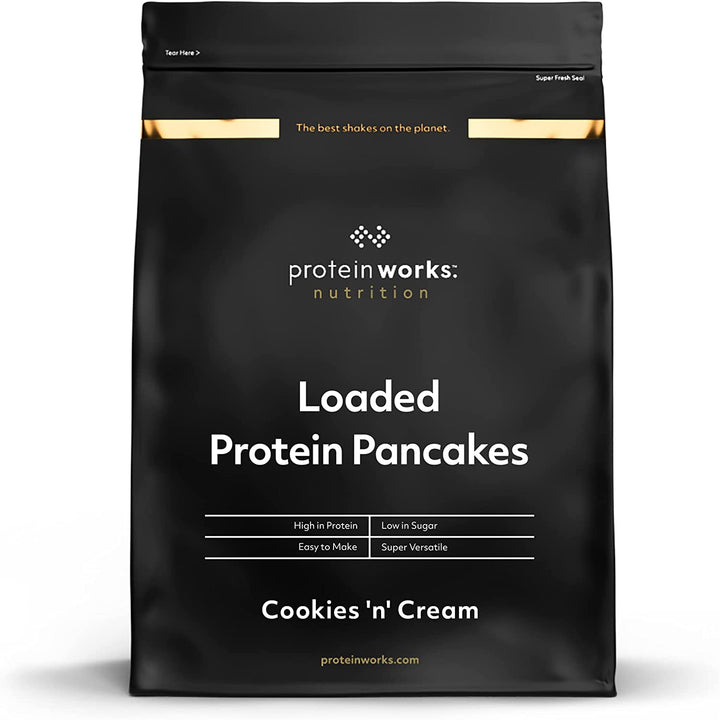Protein Works - Loaded Protein Pancake Mix | Premium Pancake Mix | High Protein Pancakes | High Protein Breakfast | Low Sugar Snack | 16 Servings | Banana Choc Chip | 1Kg