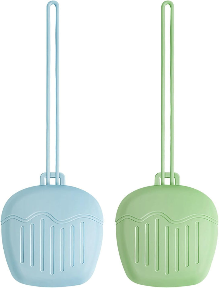 2Pcs Silicone Dummy Case, Universal Pacifier Holder Storage Box, Bpa-Free Pacifier Holder Storage Box, Easy to Clean Portable Baby Pacifier Case Snoother Pods for Travel, Home (Blue+Green)