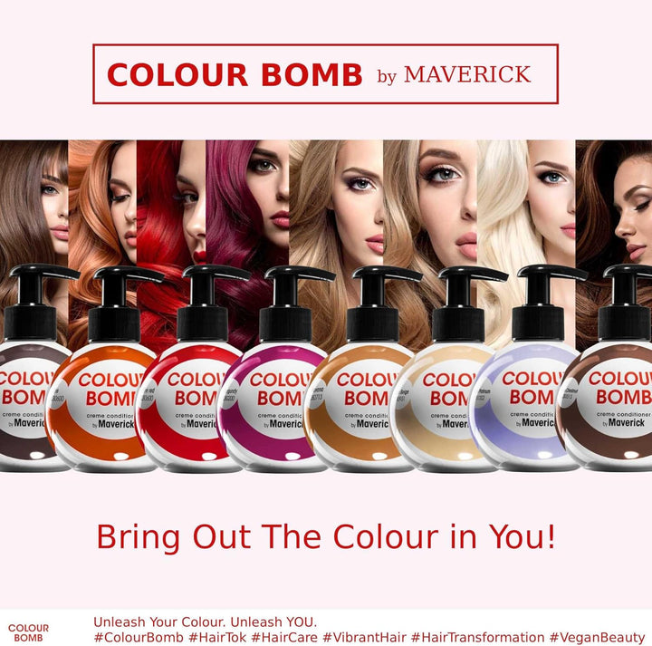 Colour Bomb Burgundy Hair Colour Depositing Conditioner 250Ml – Vibrant Gloss & Shine, Softening & Nourishing Colour Refresh Treatment, No Mix, Vegan, Ammonia & Peroxide Free