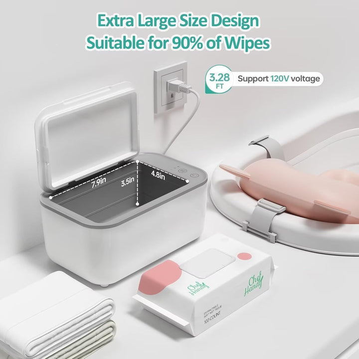 Baby Wipe Warmer, Wipe Warmer and Baby Wet Wipes Dispenser, Smart Precise Temperature Control Large Capacity Evenly Overall Heating Silence, Wipes Warmer for Babies Portable Wipe Warmer (White)