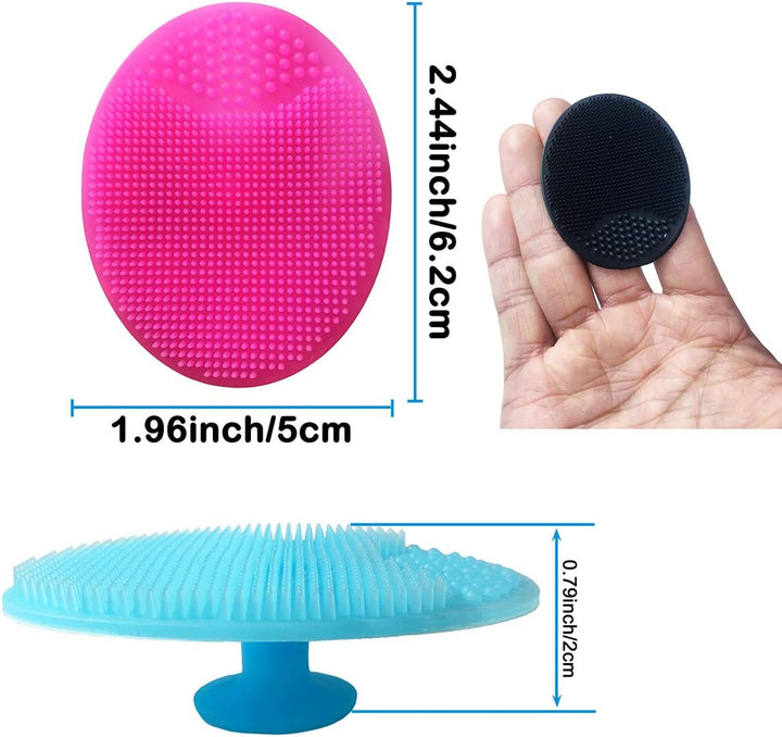 Silicone Face Scrubbers Exfoliator Brush&Baby Bath Brush& Facial Cleansing Brush&Baby Cradle Cap Brush&Silicone Massage Brush,Suitable for Adult Facial Cleansing and Baby Bathing (Small-3Pcs)