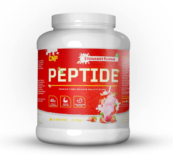 Peptide, High Protein 48G Premium Timed Release Protein Blend, Micellar Casein, Digestive Enzymes, 2.2Kg, 6 Flavours Available (Strawberry) Casein protein, Slow-digesting protein, Protein supplement, Protein powder, Muscle recovery protein, Fitness protei
