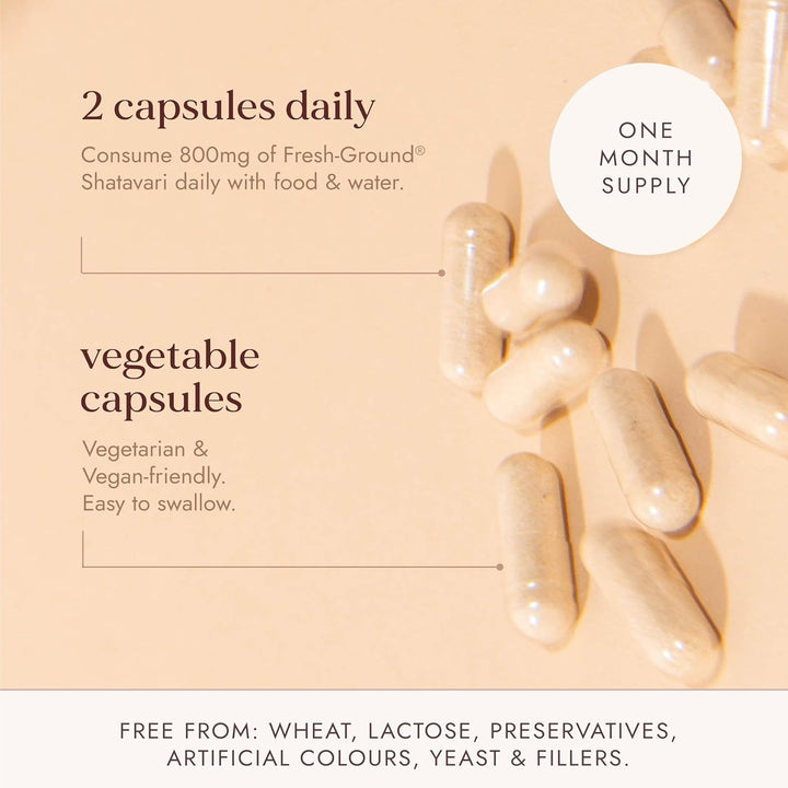 Shatavari Organic Herbal Supplement 60 Caps | Fresh-Ground Wholefood | Female Balance | Women’S Health Supplement | Ethical & Vegan