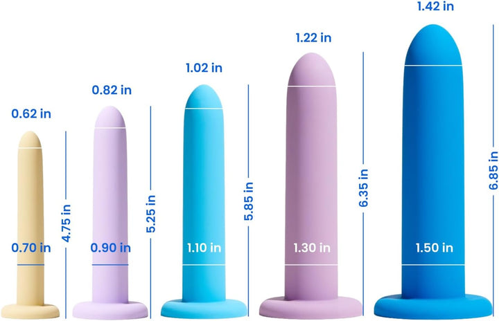 Silicone Pelvic Floor Muscle Dilator Exerciser Trainer Set by VWELL (Complete 5 Kit System)