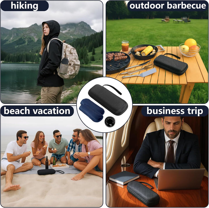 Medicine Refrigerated Travel Box, Medicine Refrigerated Bag with 2 Ice Packs and Thermometer, Insulin Cooler Travel Case, Easy to Carry Refrigerated Box (Black)