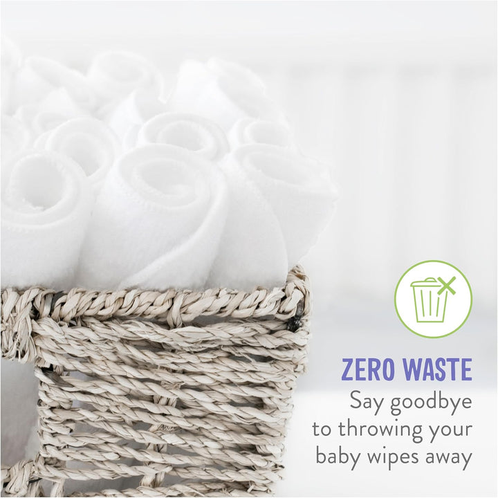 , Reusable Baby Wipes - Everyday - Eco-Friendly, Chemical-Free, Double-Sided Washable Wipes, Pack of 10, Cloud
