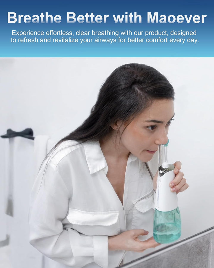 Sinus Cleaner Machine, Cordless Nasal Rinse Machine for Sinus Relief & Nasal Care, Electric Neti Pot with 6 Tips and 40 Salt Packs Nasal Irrigation Sinus Rinse System Kit for Adult & Kid