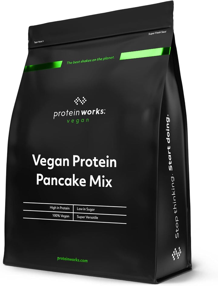 Protein Works - Vegan High Protein Pancake Mix | Low Sugar & High Protein | Slow Release Carbs | High Protein Breakfast | Plant Based Breakfast | 6 Servings | Natural | 500G