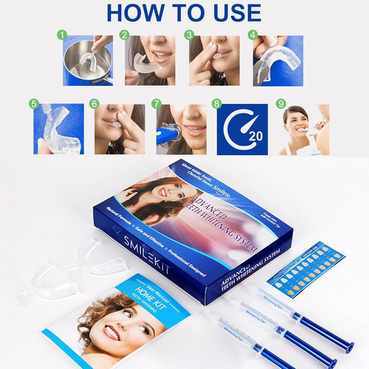 35% Whitening Gel Refills with LED Light and Mouth Trays - 10 PCS 3ML Teeth Gel - Oral Bleaching Treatment