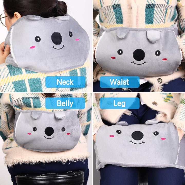 Hot Water Bottle with 2 Pack Waist Cover, Warm Water Bag Rubber Winter Hot Water Pouch with Soft Plush Hand Waist Warmer Cover Hot Water Bag Baby Product (Grey with Cover)