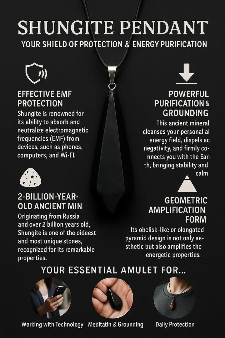 Shungit Pendulum Pendant, Shungita, Authentic, Minerals and Crystals for Healing, Energy Beauty, Meditation, Alternative Medicine, Spiritual Amulets