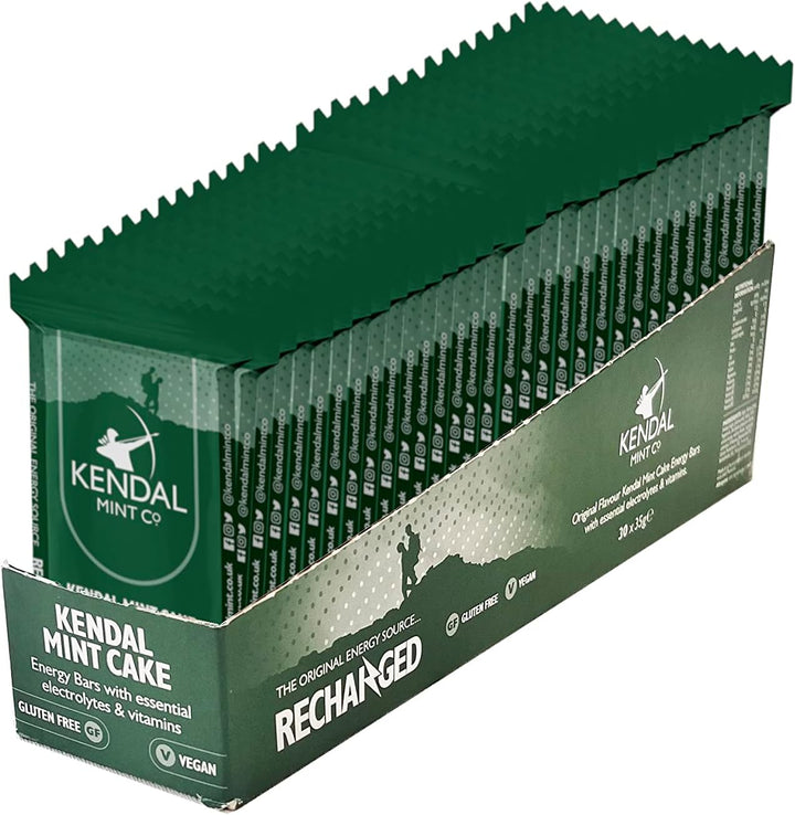 KMC Energy Bars Pocket-Sized, Original Flavour, Kendal Mint Cake Recharged, Vegan, Gluten Free with Essential Electrolytes & Vitamins35G (Original, Pack of 6)