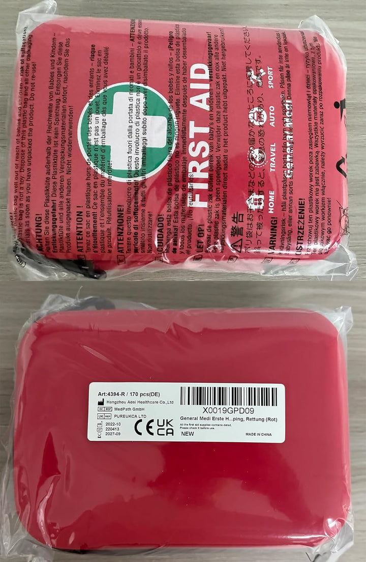 First Aid Kit - 170 Pieces Hard Case and Lightweight - Includes Instant Cold Pack,Emergency Blanket for Travel, Home, Office, Vehicle