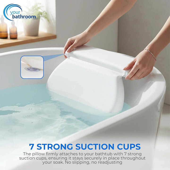 Bath Pillow – Waterproof Bath Cushion with 7 Suction Cups, Non-Slip Bath Pillows for Head and Neck Support | Ultimate Relaxation and Comfort, Ideal for Relaxation & Meditation in the Tub