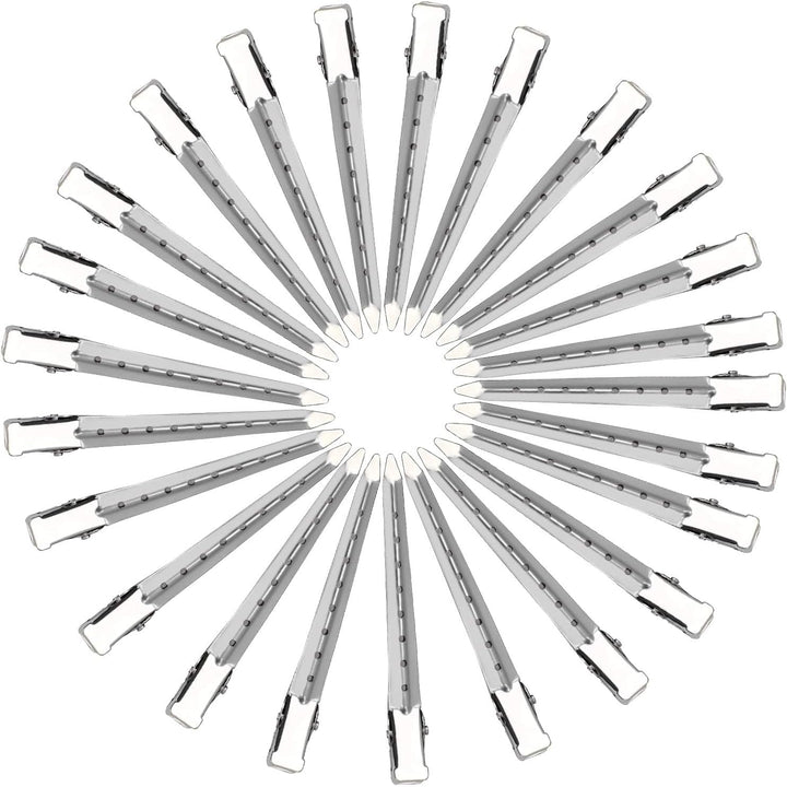 Duck Bill Hair Clips 24 PCS, Rustproof Metal Alligator Curl Clips, Pin Curl Clips, Silver Metal Hair Styling Clips for Sectioning, Curls & Extensions DIY Accessories (3.50 Inch)