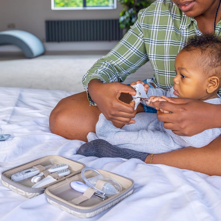 Protect Baby Care Kit, 10Pcs Baby Healthcare Essentials with Wipe Clean Travel Case, Hair Care, Thermometer, Nail Care & Nasal Aspirator, Earthsmart Biodegradable, Bpa-Free