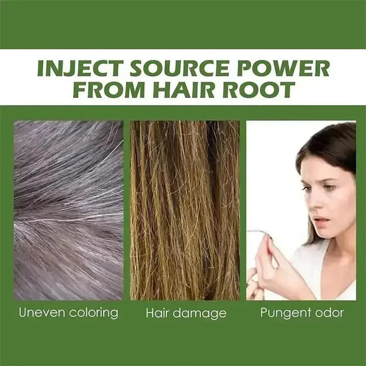 Gentle Plant-Based Quick-Use Hair Dye, Natural Plant Extract Hair Dye with Hair Mask, for the Elderly and Young People to Accurately Cover Gray Hairs (Grey)