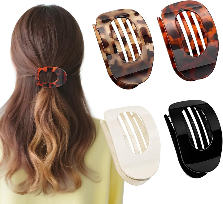4 Pcs Flat Hair Claw Clips for Women'S Thick Hair, Curved Strong Hold, Non Slip Design for Women and Girls
